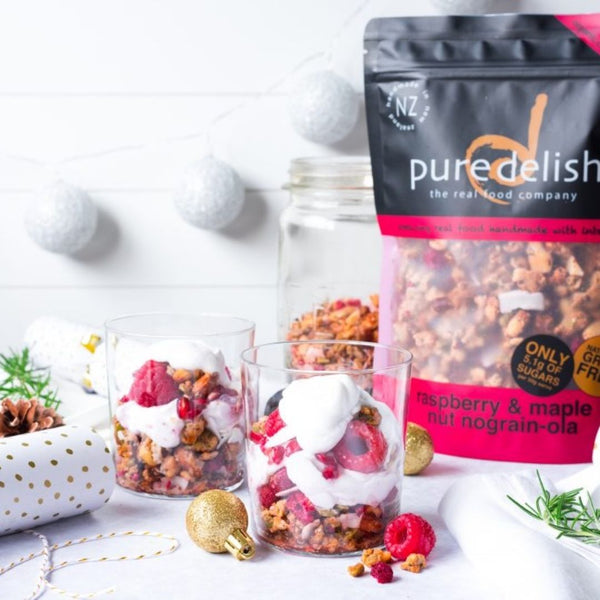 Raspberry & maple nut nograin-ola festive parfait - Gluten Free Shop