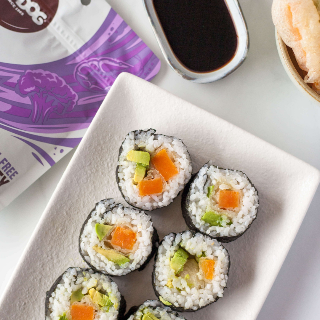 Gluten Free Tempura Kumara and Avocado Sushi