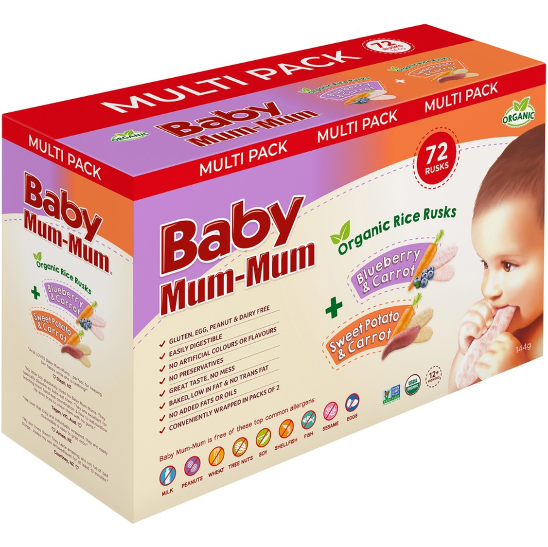 Baby Mum-Mun Organic Rice Rusks Multipack 72 Rusks