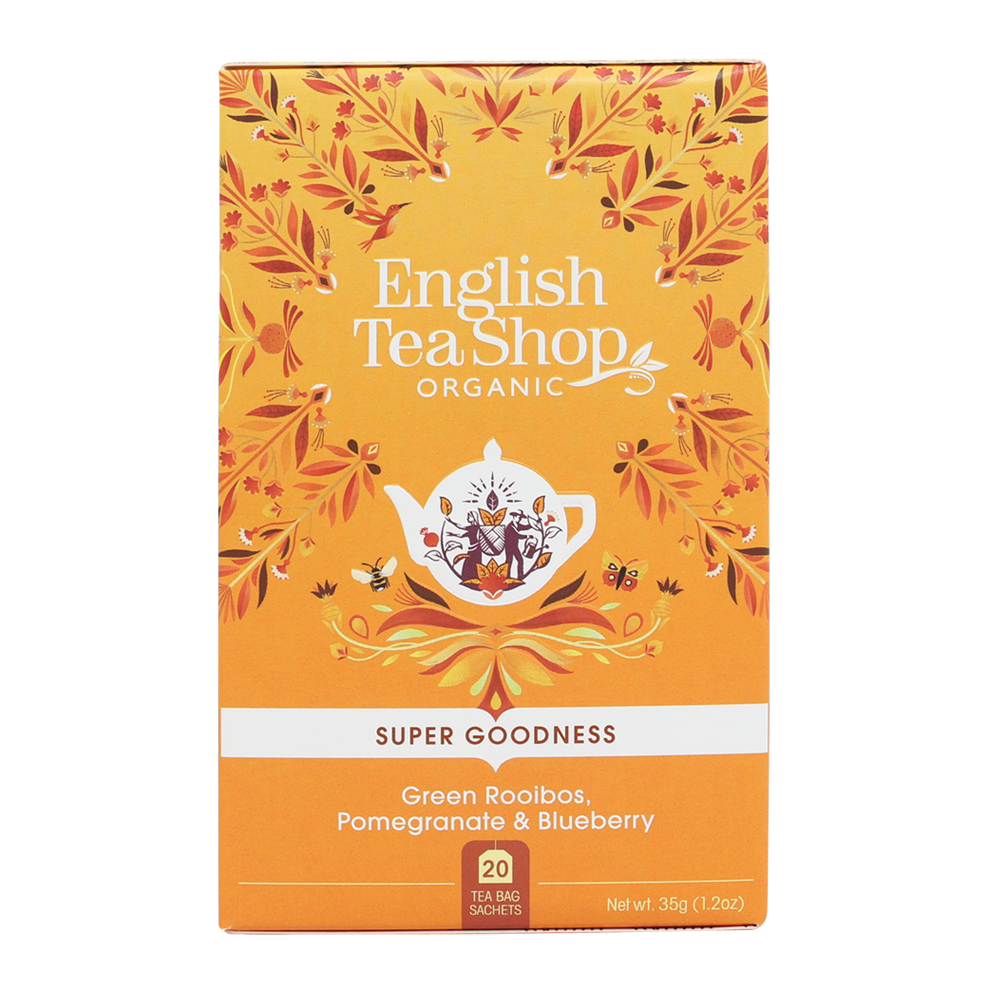 English Tea Shop Organic Green Rooibos, Pomegranate & Blueberry Teabags 20pc