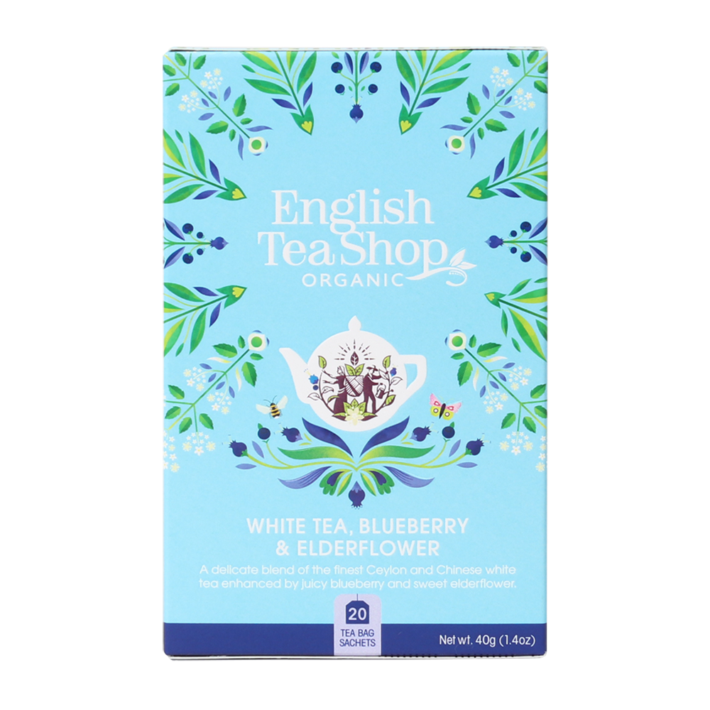 English Tea Shop Organic White Tea, Blueberry & Elderflower Teabags 20pc