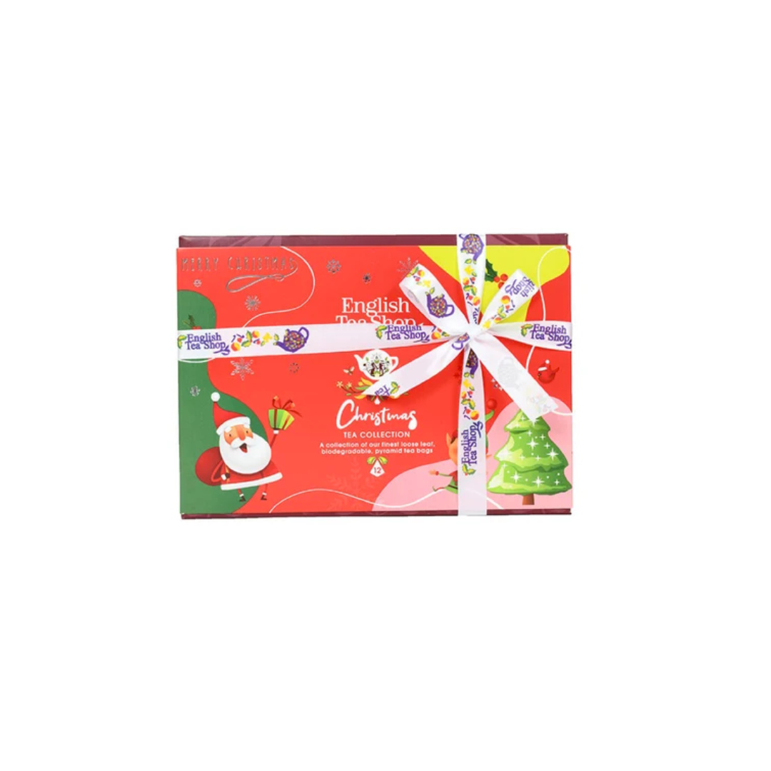 English Tea Shop Organic Christmas Red Santa Tea Collection 12 Pyramid Gift Pack
