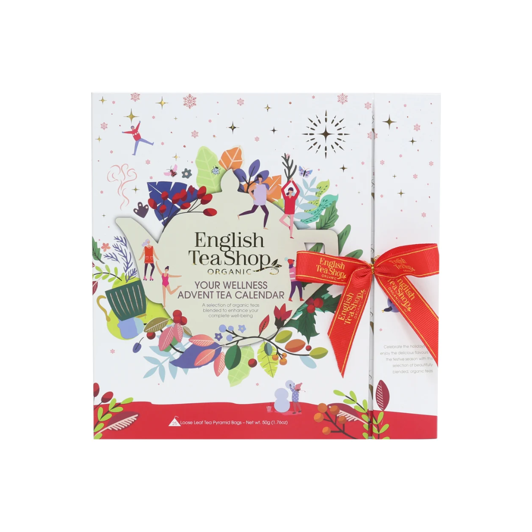 English Tea Shop Organic White Book Style Advent Calendar -  Your Wellness 25 Tea Sachets