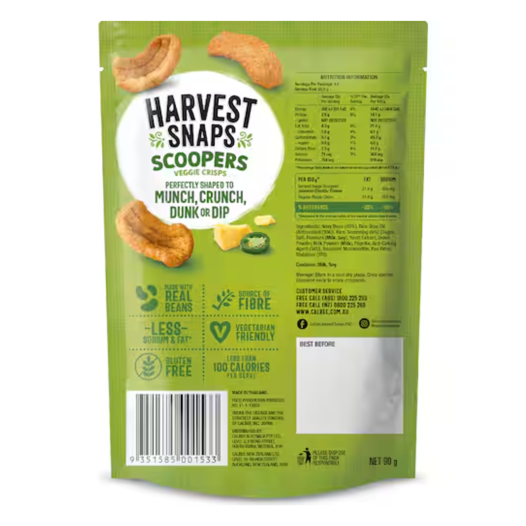 Harvest Snaps Scoopers Veggie Crips Jalapeno Cheddar 90g