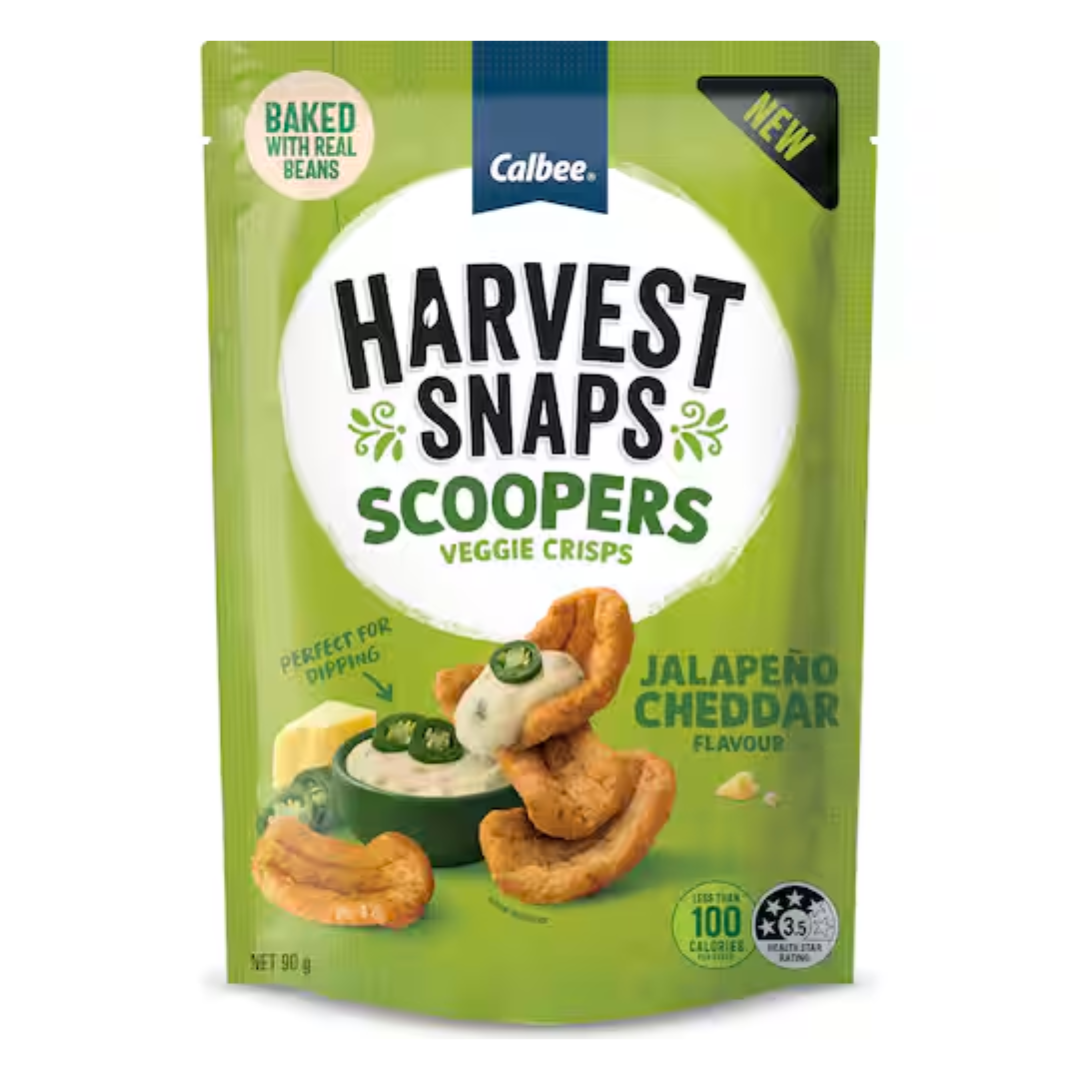 Harvest Snaps Scoopers Veggie Crips Jalapeno Cheddar 90g