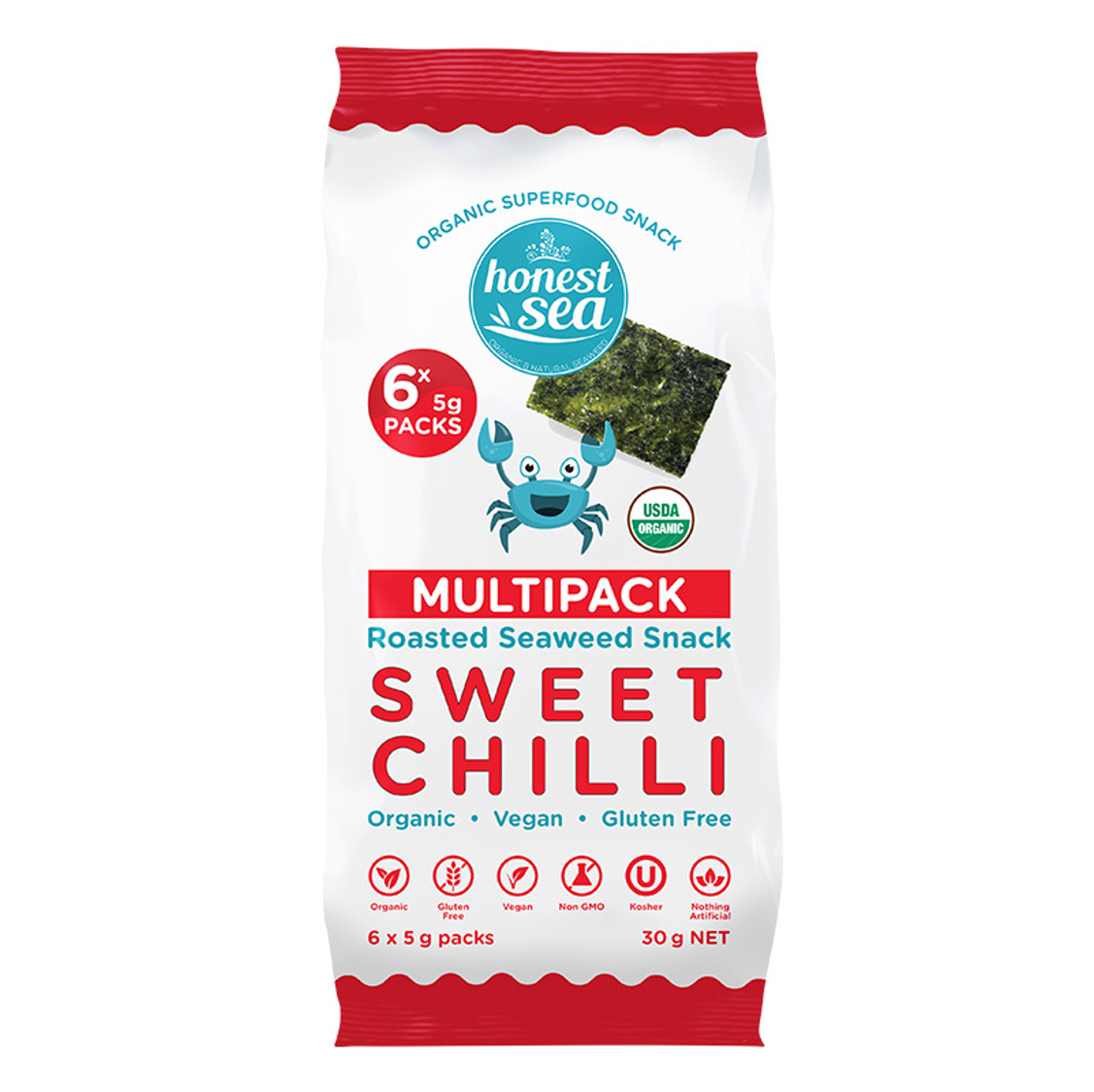 Honest Seaweed Snack - Sweet Chilli Multipack 6x5g