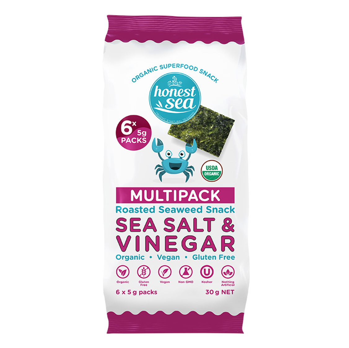 Honest Seaweed Snack - Salt & Vinegar Multipack 6x5g