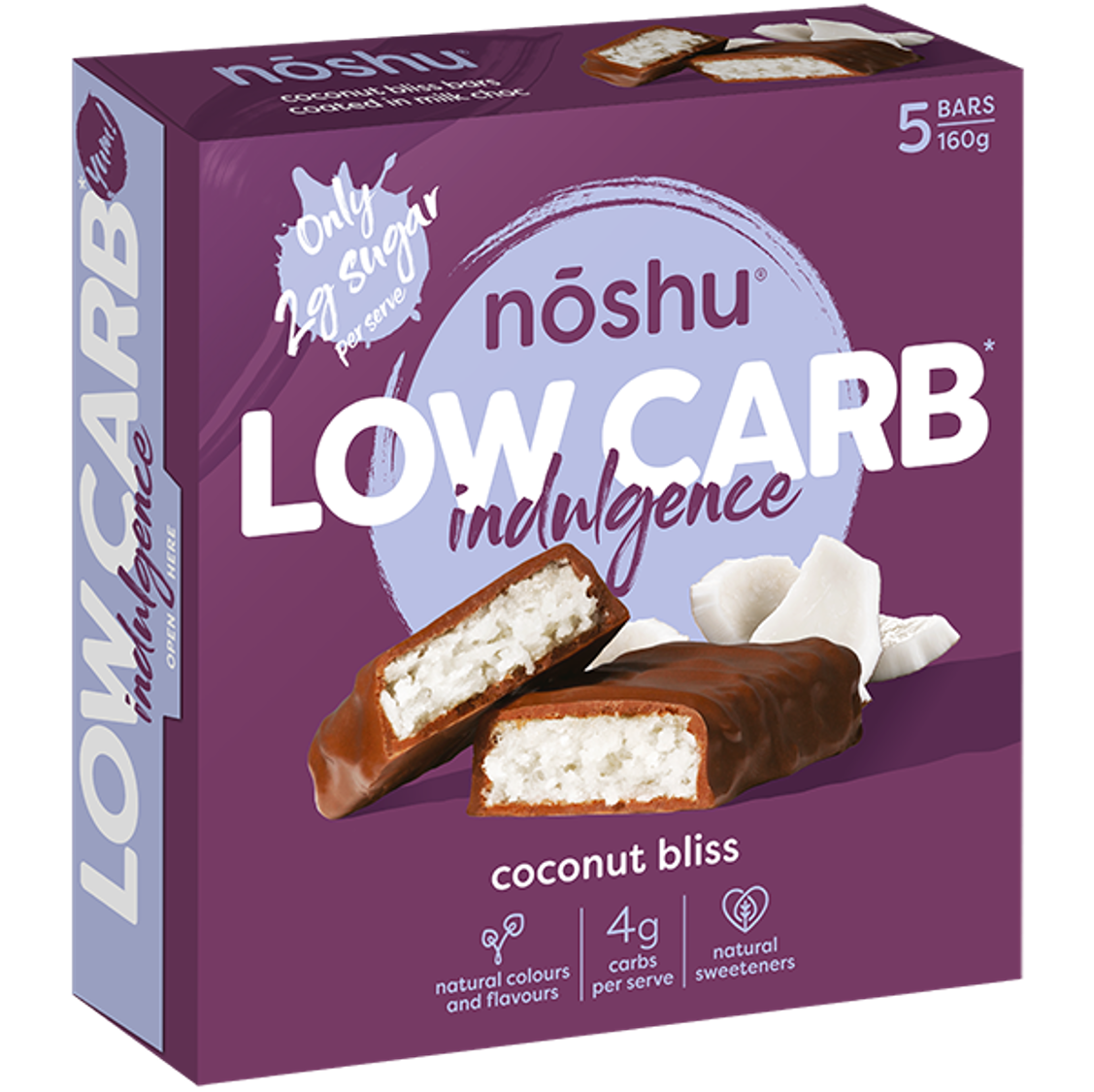 Noshu Low Carb Indulgence Coconut Bliss Bars 160g