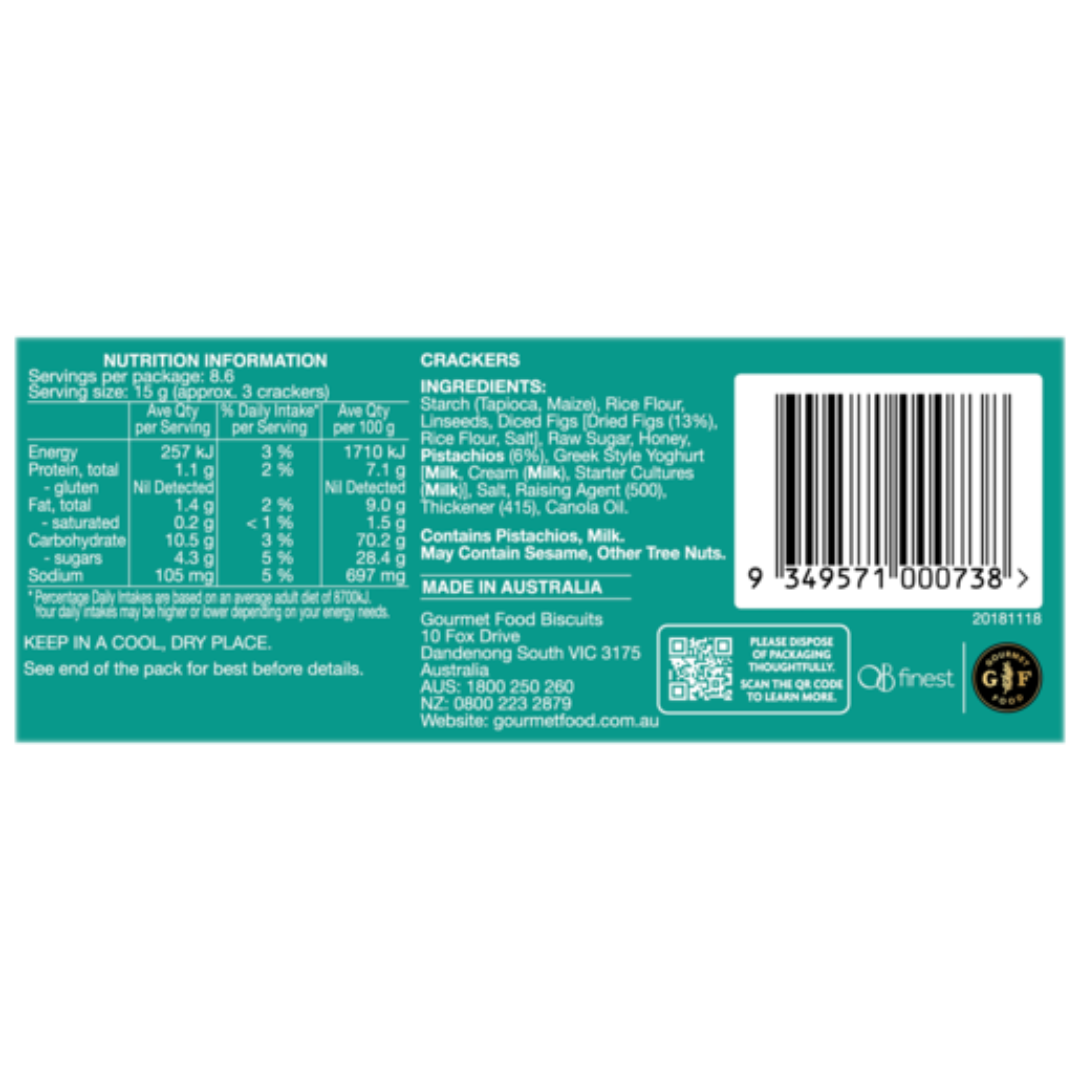 OB Finest 3 Seed Crisps Fig & Pistachio 130G