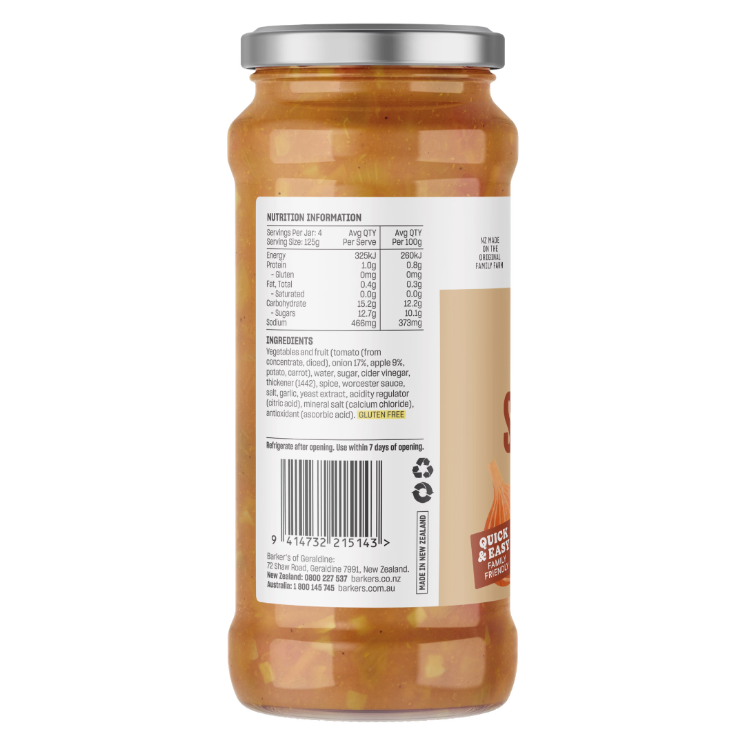 Barkers Curried Sausages Meal Sauce 500g