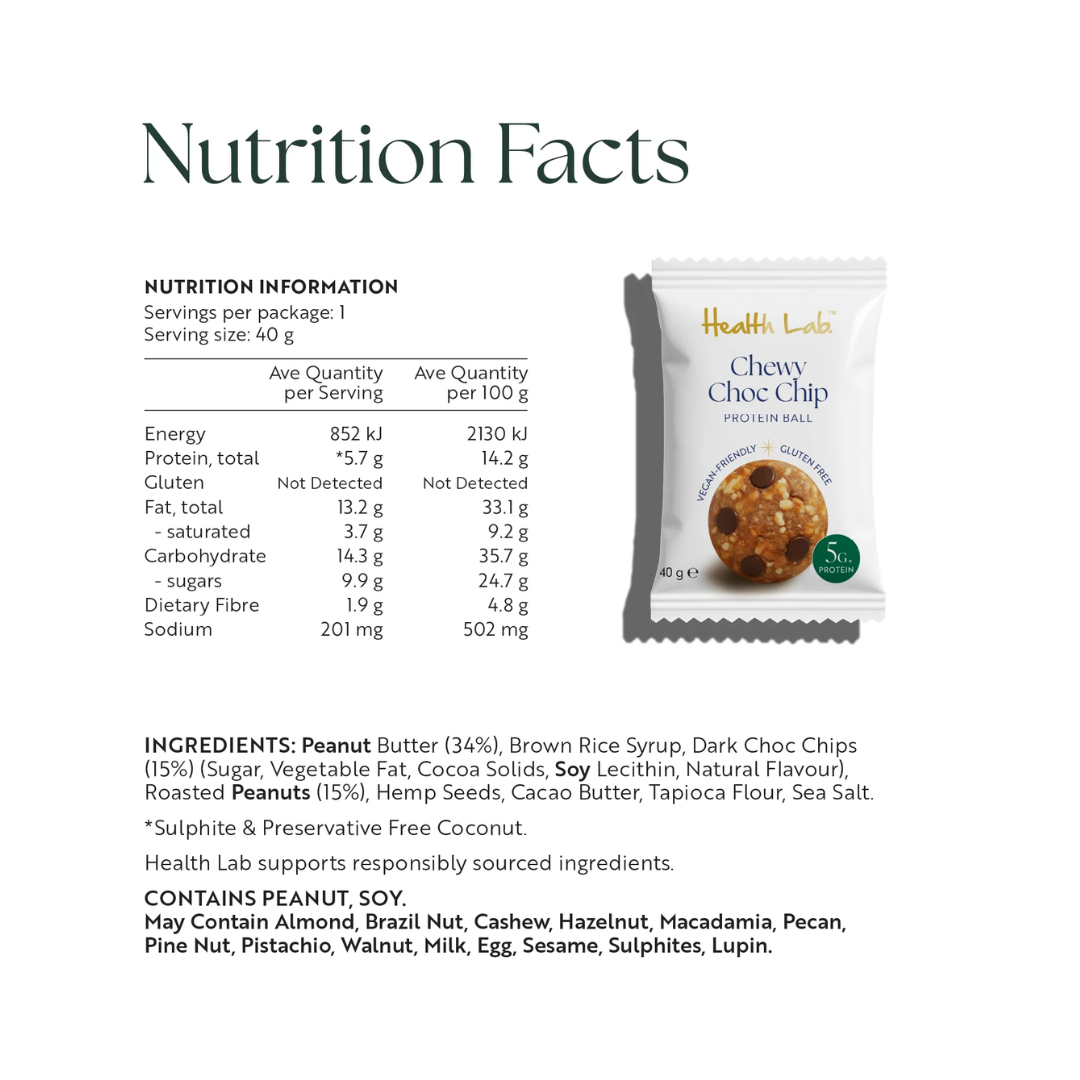 Health Lab Chewy Choc Chip Protein Balls 14pk