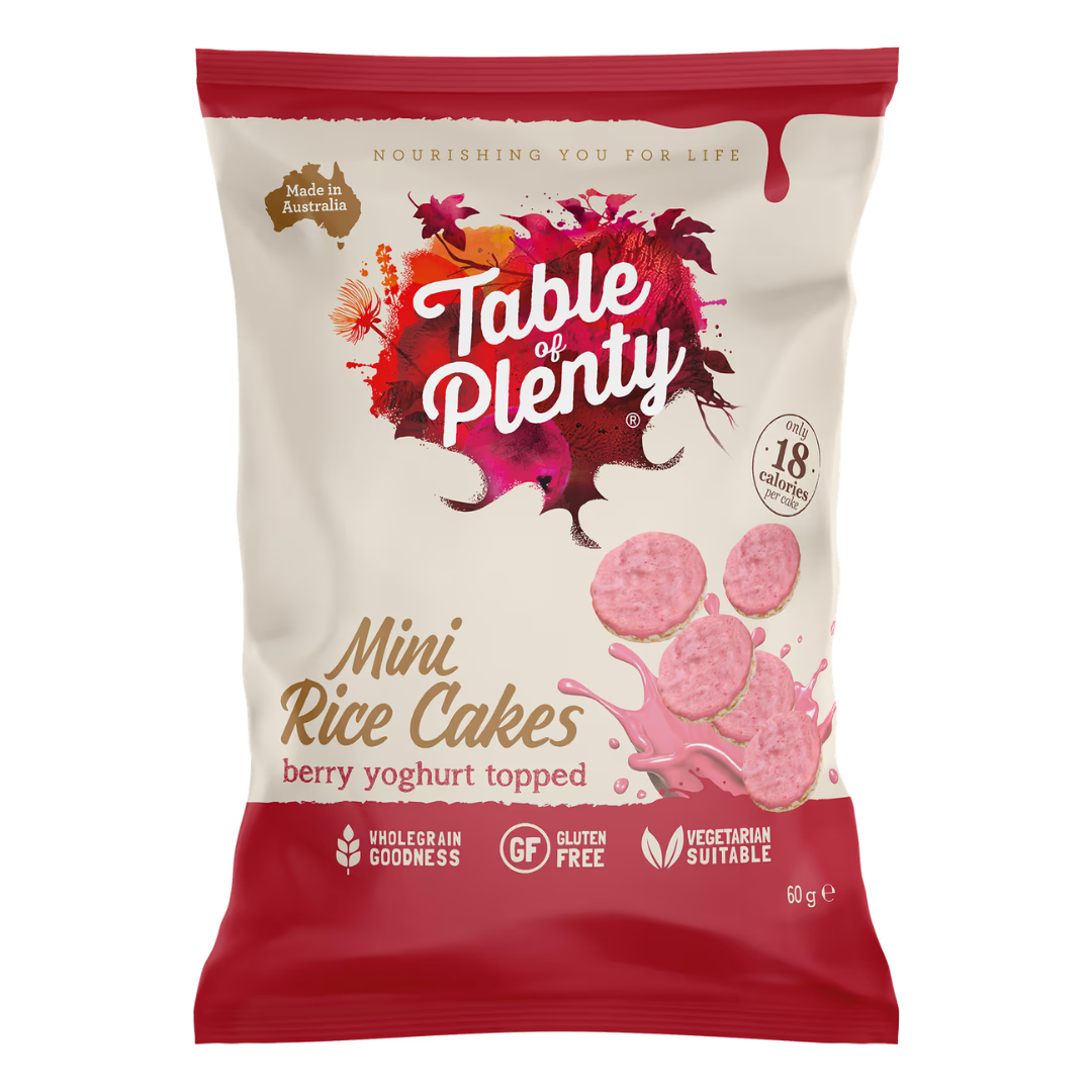 Table of Plenty Mini Rice Cakes Berry Yoghurt Topped 84g Snack Pack (Contains 6pks)
