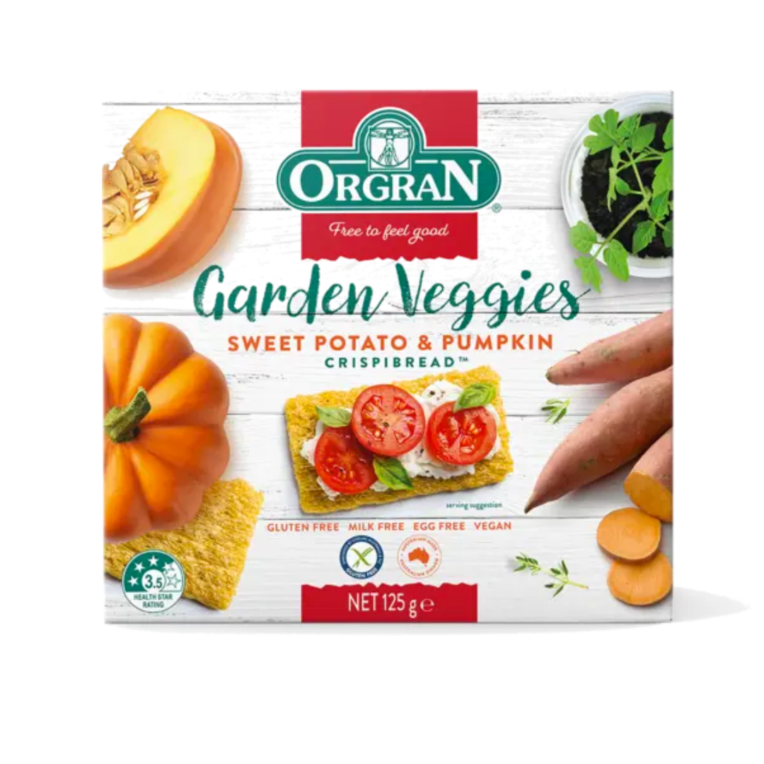 Orgran Garden Veggies Sweet Potato & Pumpkin Crisipibread 125g