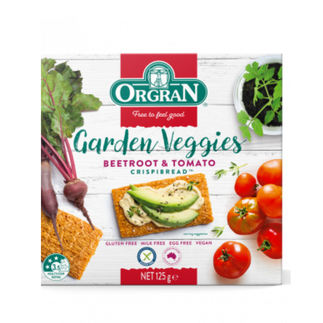 Orgran Garden Veggies Beetroot & Tomato Crisipibread 125g