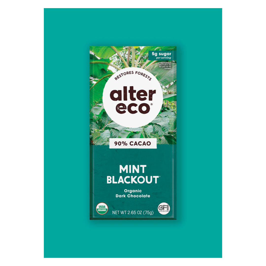 Alter Eco Organic Chocolate Bar Mint Blackout 90% Cacao 75g