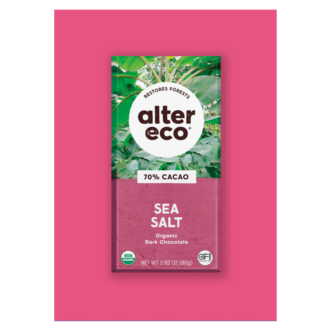 Alter Eco Organic Chocolate Bar Sea Salt 70% Cacao 80g