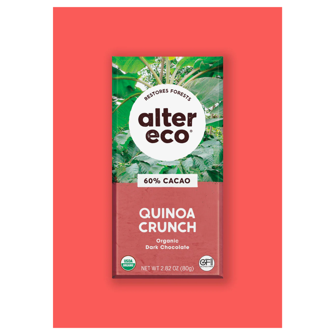 Alter Eco Organic Chocolate Bar Quinoa Crunch 65% Cacao 80g