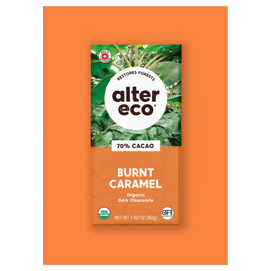 Alter Eco Organic Chocolate Bar Dark Burnt Caramel 70% Cacao 80g