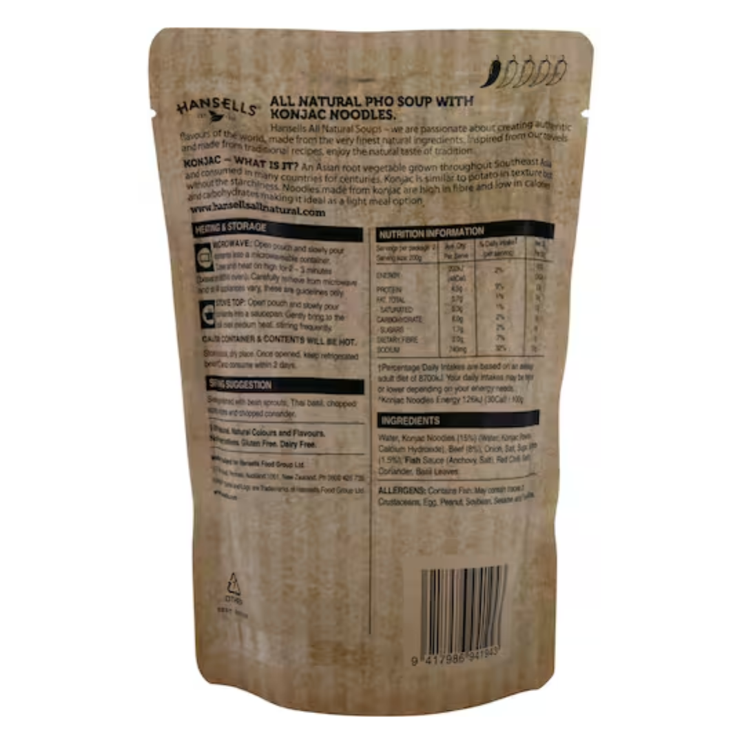 Hansells All Natural Soup Pho With Konjac Pouch 400g