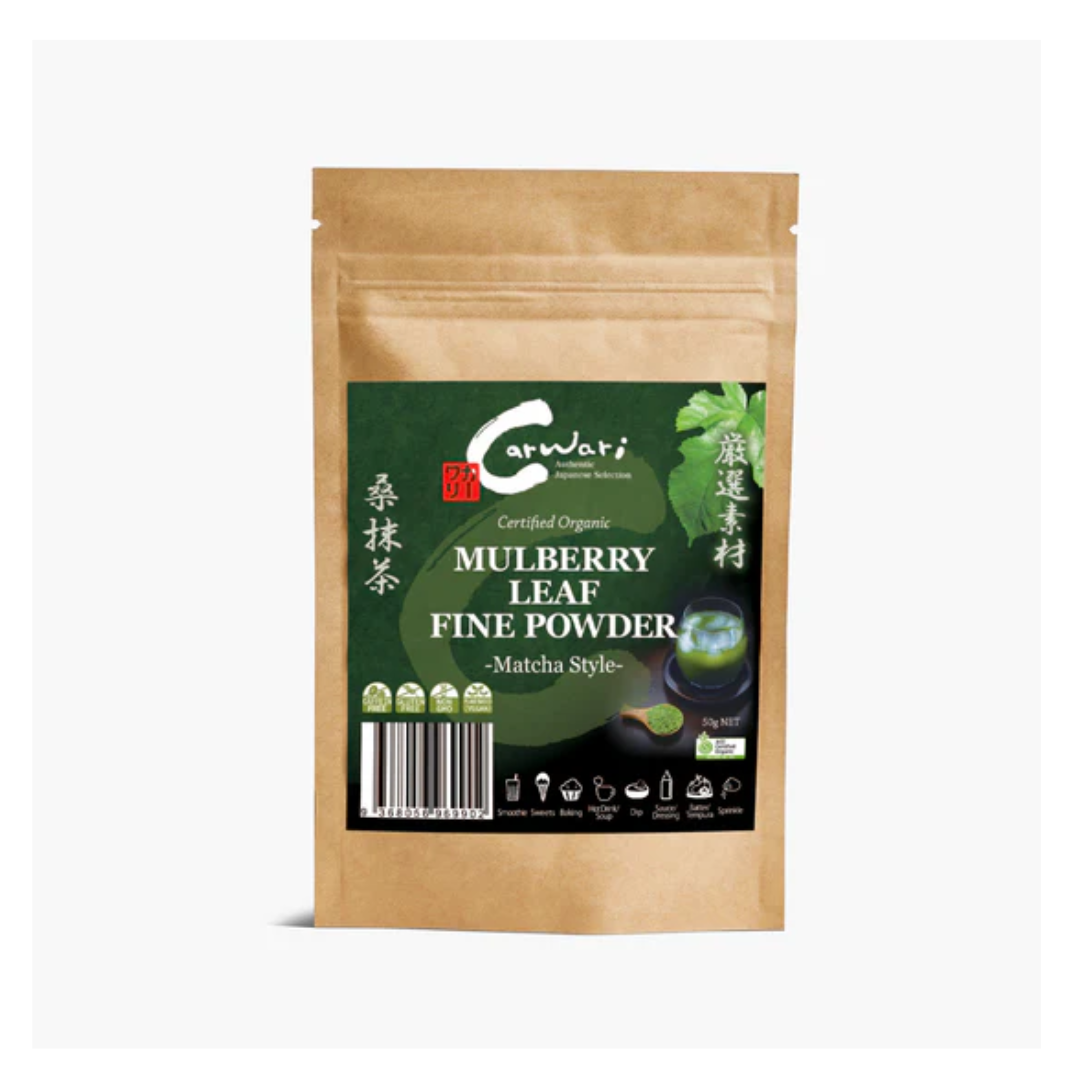 Carwari Organic Mulberry Leaf Fine Powder - Matcha Style 50g