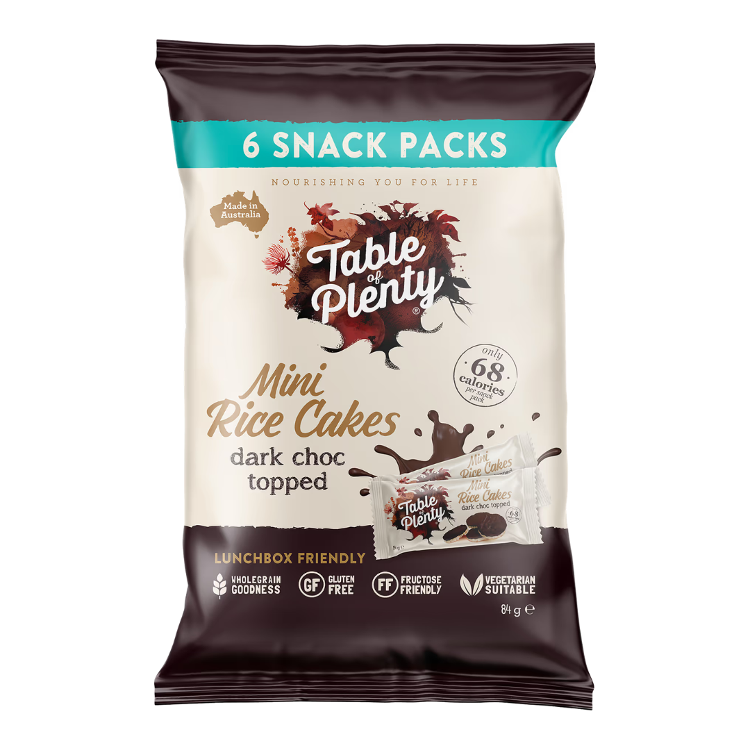 Table of Plenty Dark Choc Topped Mini Rice Cakes 84g Snack Pack