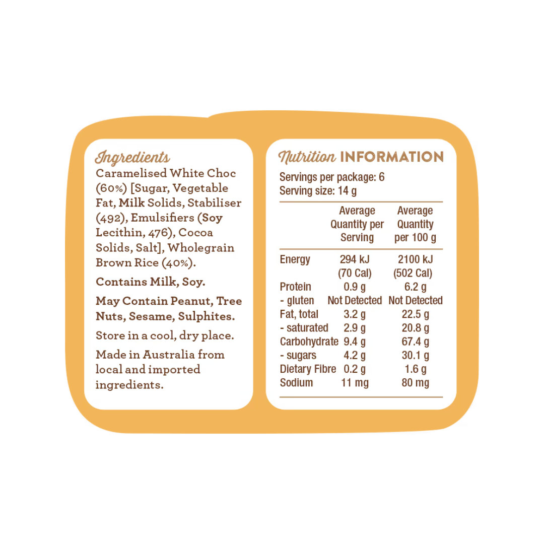 Table of Plenty Caramel White Choc Topped Mini Rice Cakes 84g Snack Pack