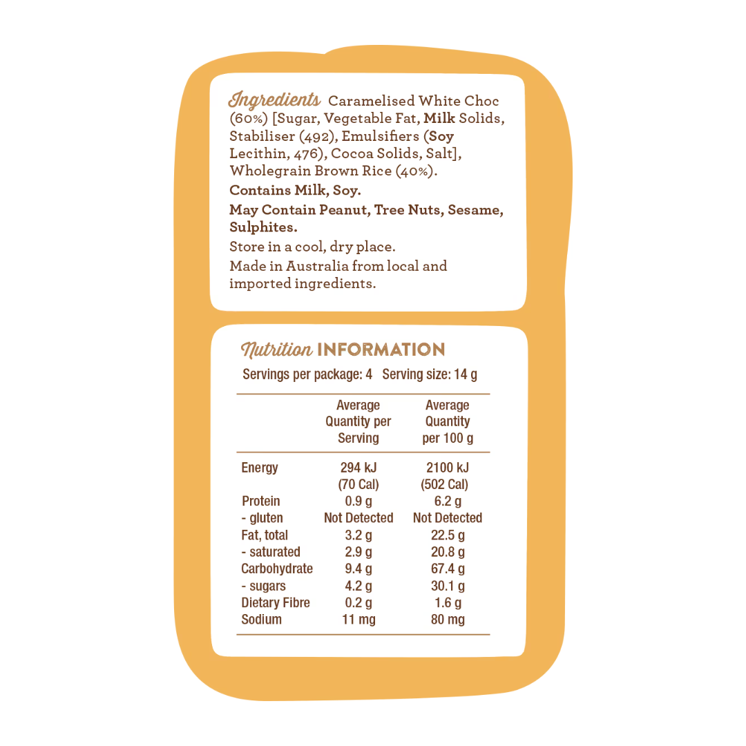 Table of Plenty Caramel White Choc Topped Mini Rice Cakes 60g Share Pack