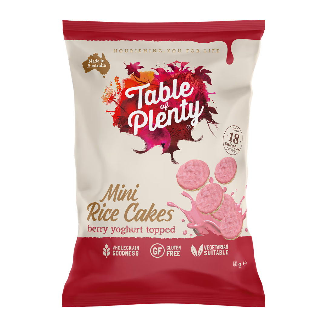 Table of Plenty Mini Rice Cakes Berry Yoghurt Topped 60g Share Pack