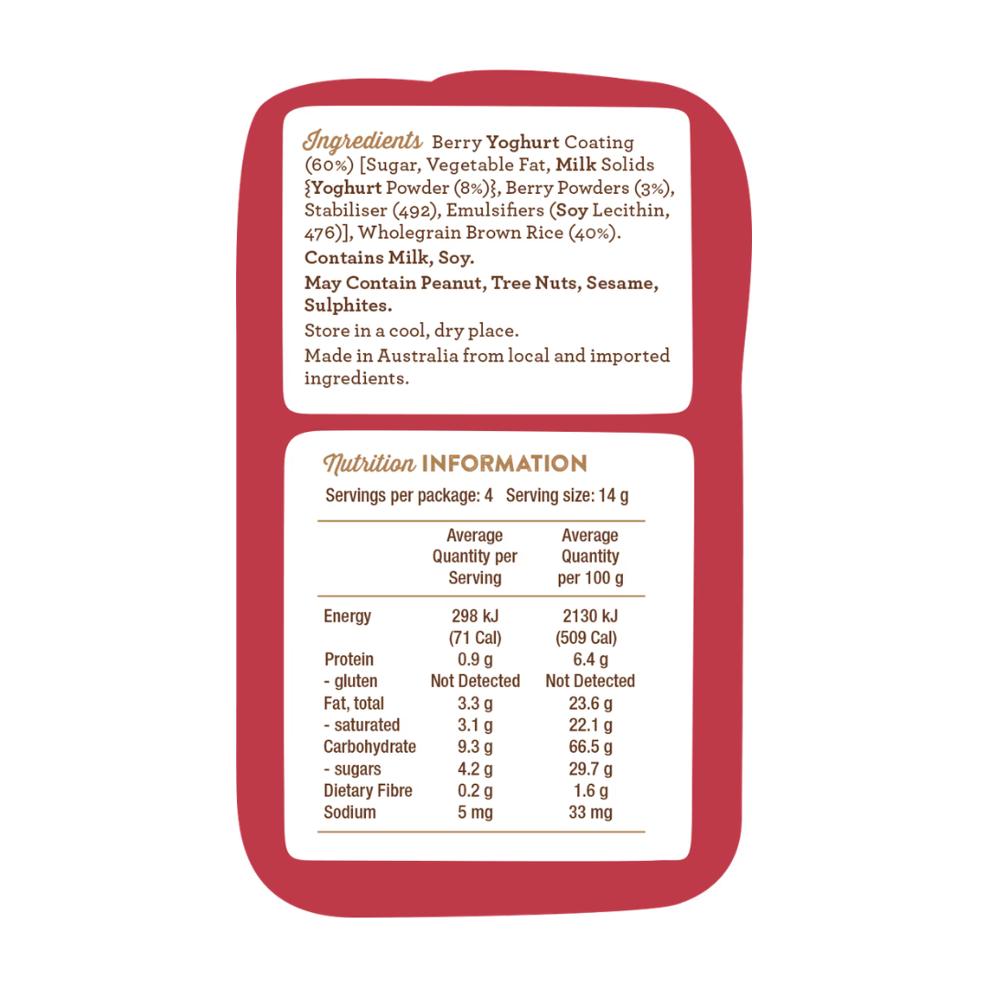 Table of Plenty Mini Rice Cakes Berry Yoghurt Topped 60g Share Pack