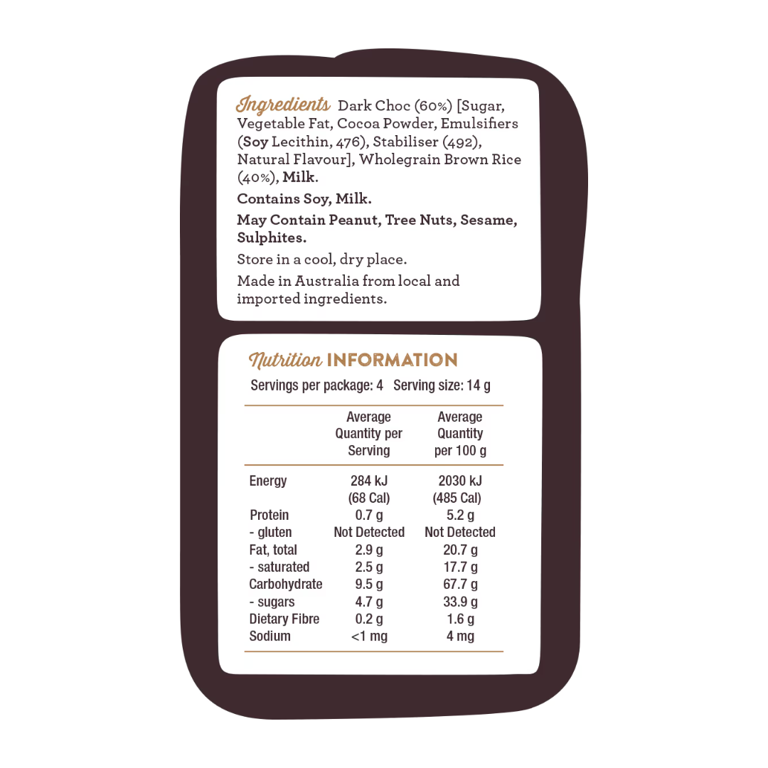 Table of Plenty Dark Choc Topped Mini Rice Cakes 60g Share Pack