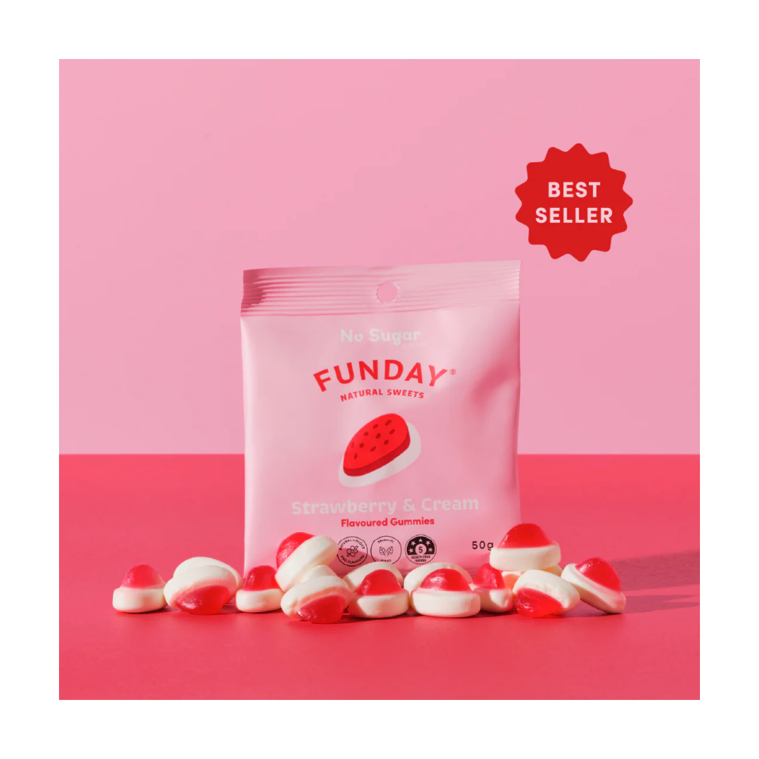 Funday Strawberry & Cream Flavoured Gummies 50g