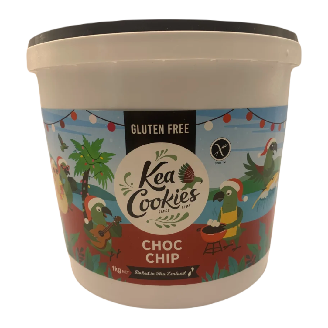 Kea Cookies Choc Chip Xmas 1kg Bucket - Bulk Buy Discount Available