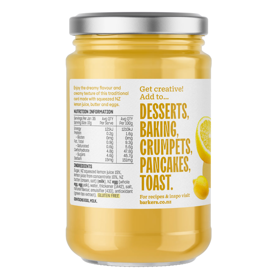 Barkers New Zealand Lemon Curd 350g
