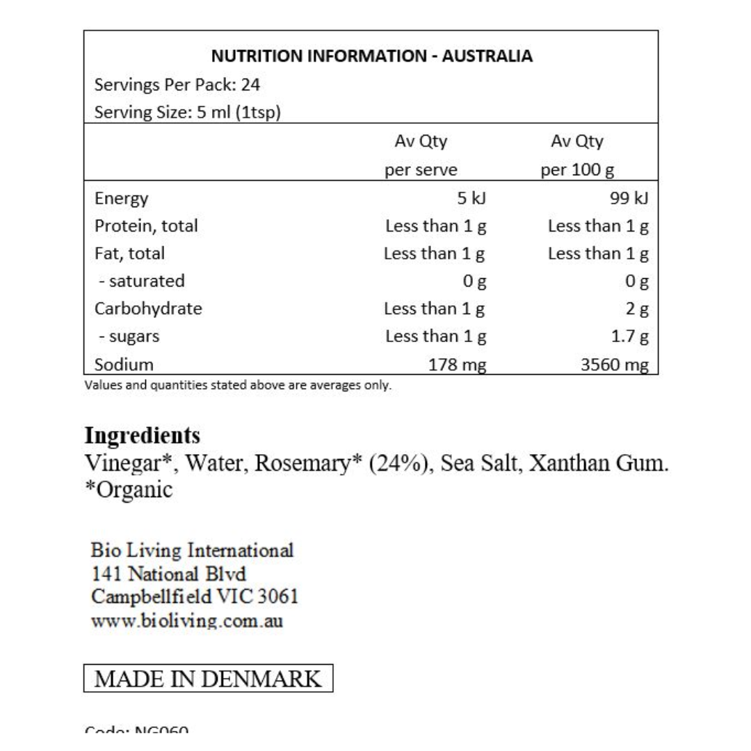 Northern Greens Organic Liquid Herbs - Rosemary 120ml - Bulk Buy Available
