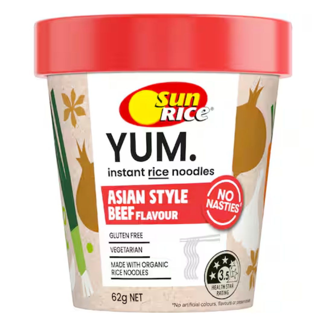 Sunrice Yum Instant Rice Noodles Cup - Asian Style Beef 62g