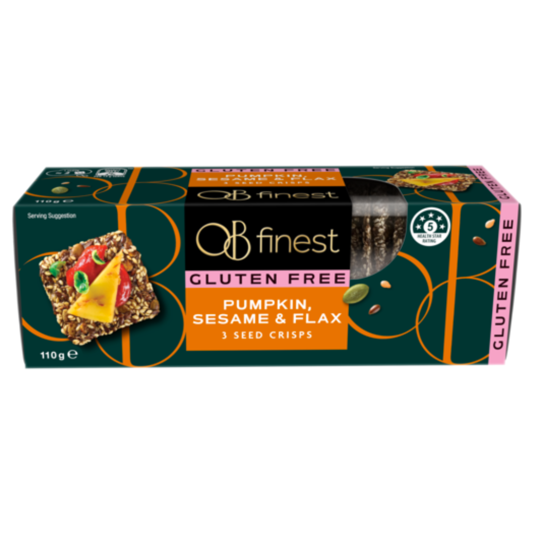 OB Finest 3 Seed Crisps Pumpkin, Seasame & Flax 110G