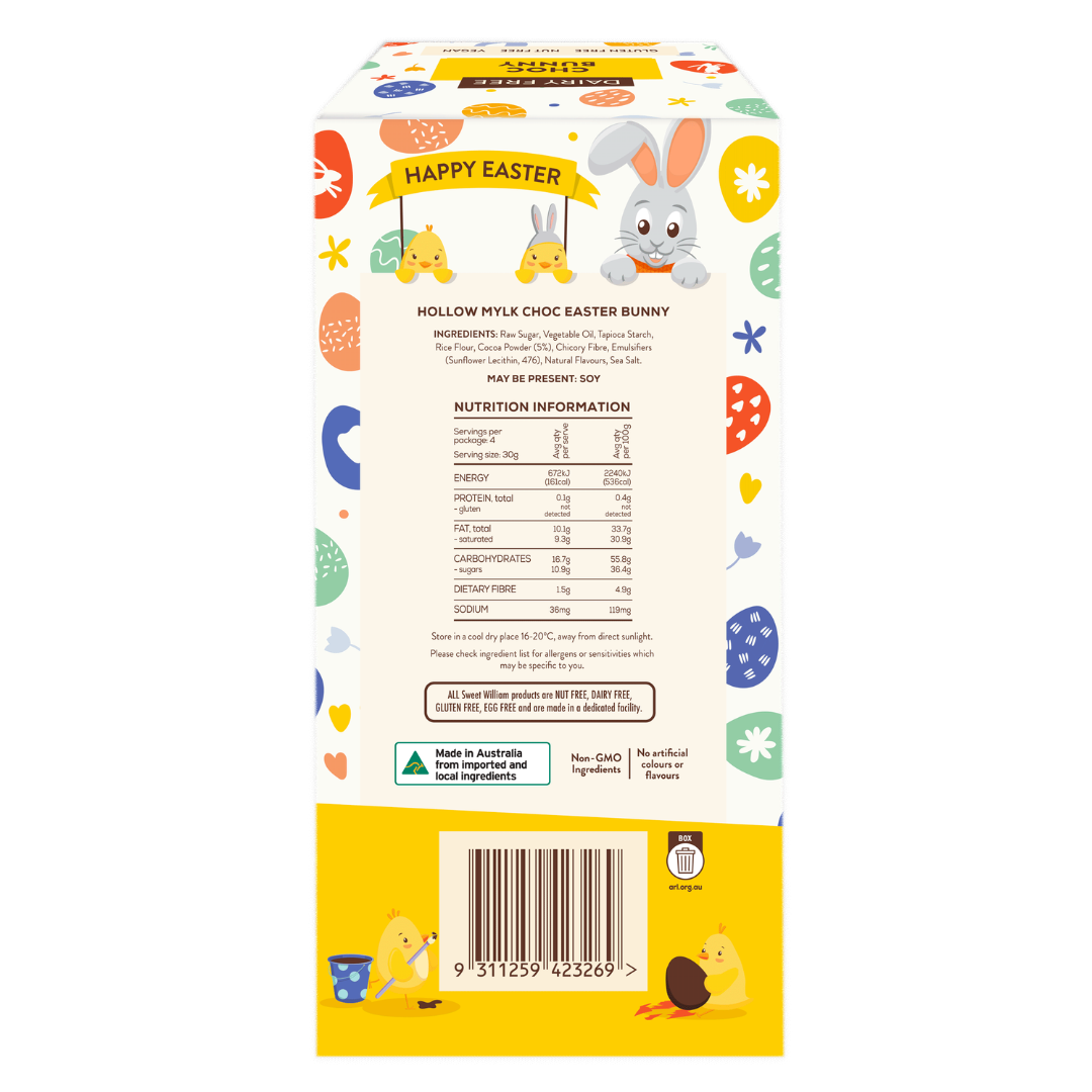 Sweet William Easter Hollow Mylk Chocolate Bunny 120g -  LIMITED STOCK
