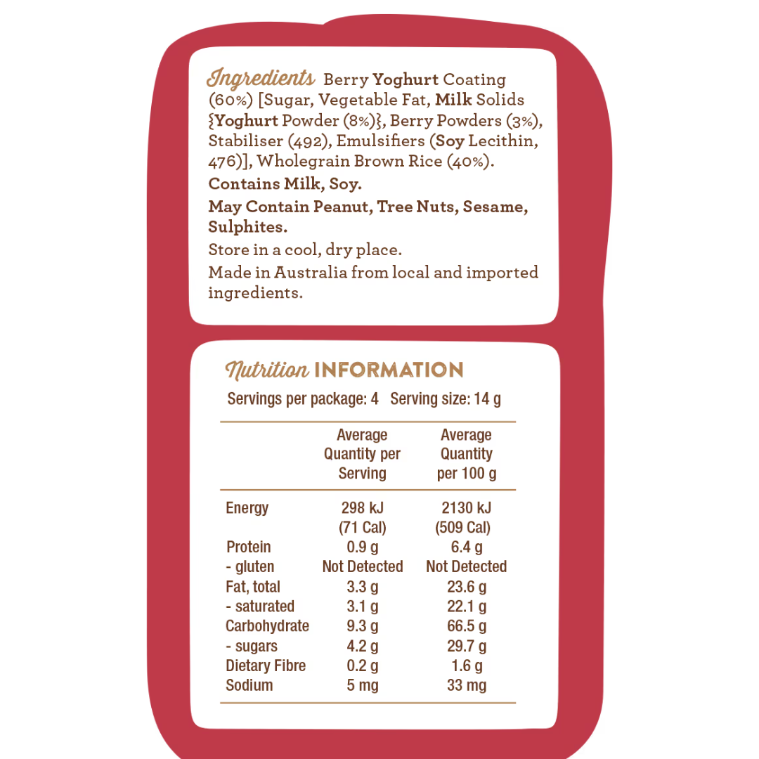 Table of Plenty Mini Rice Cakes Berry Yoghurt Topped 84g Snack Pack (Contains 6pks)