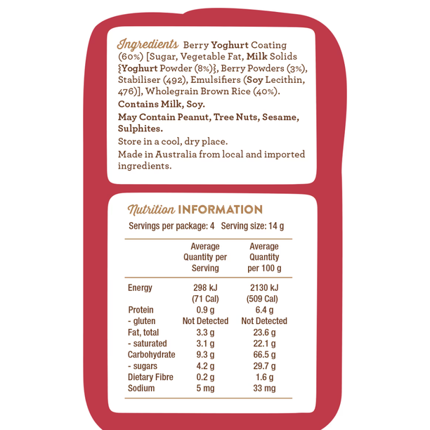 Table of Plenty Mini Rice Cakes Berry Yoghurt Topped 84g Snack Pack (Contains 6pks)