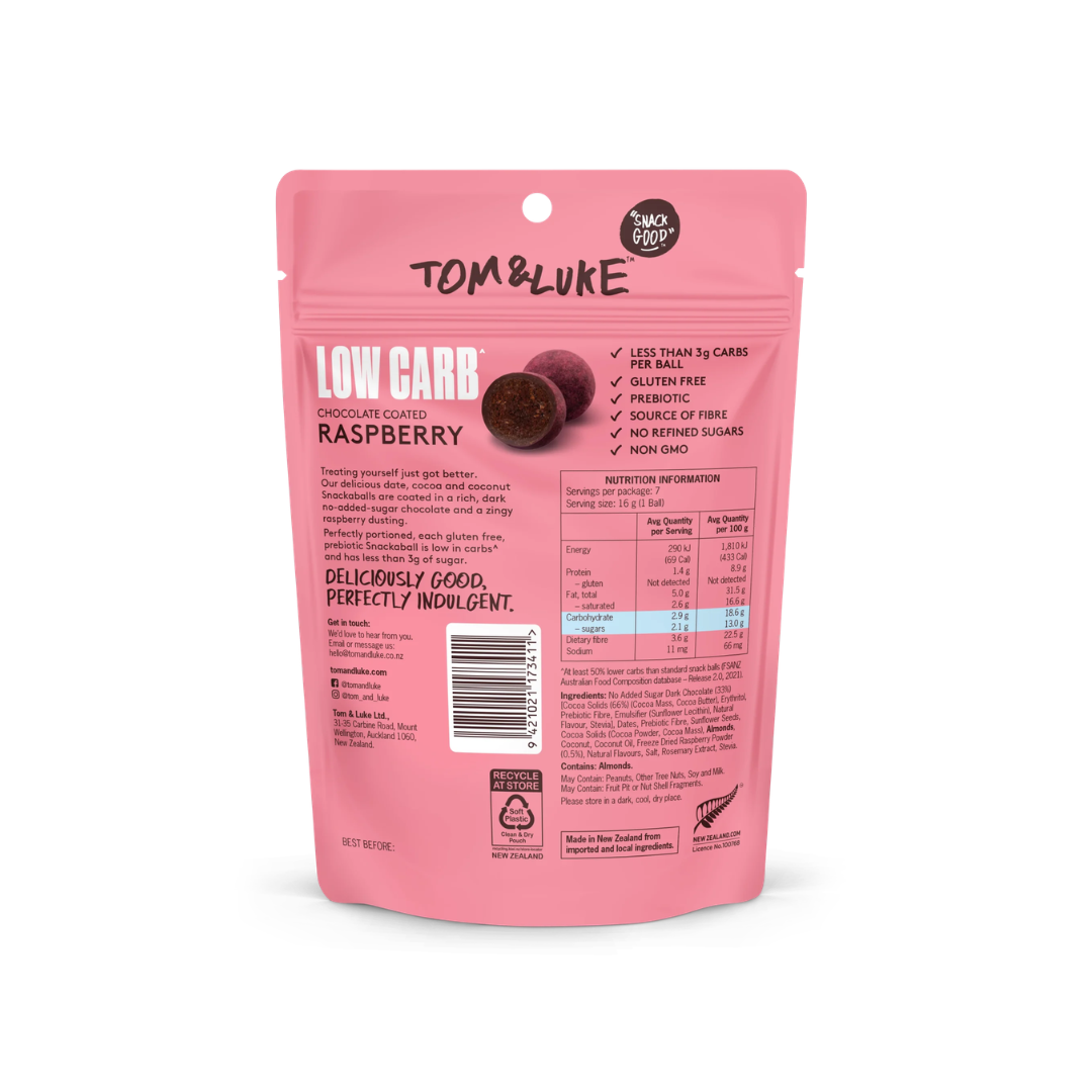 Tom & Luke Low Carb Snack Balls Raspberry 112g