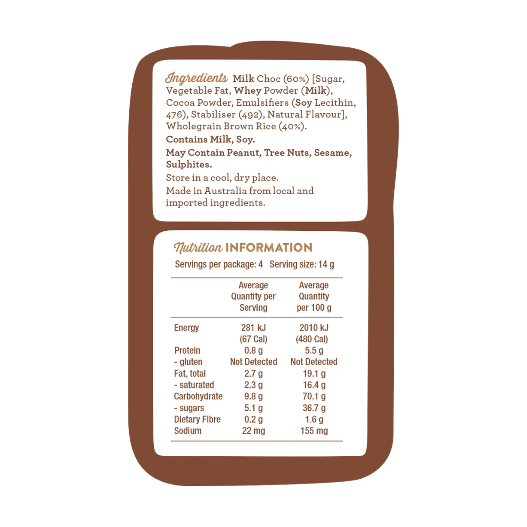 Table of Plenty Milk Choc Topped Mini Rice Cakes 60g Share Pack