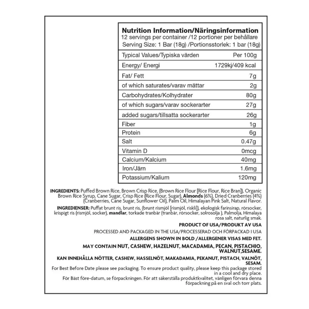 Puff Nation Crunchy Rice Bars Almond & Real Fruit 432g