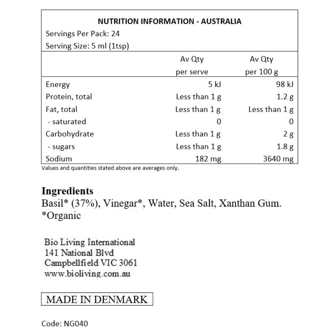 Northern Greens Organic Liquid Herbs - Basil 120ml - Bulk Buy Available