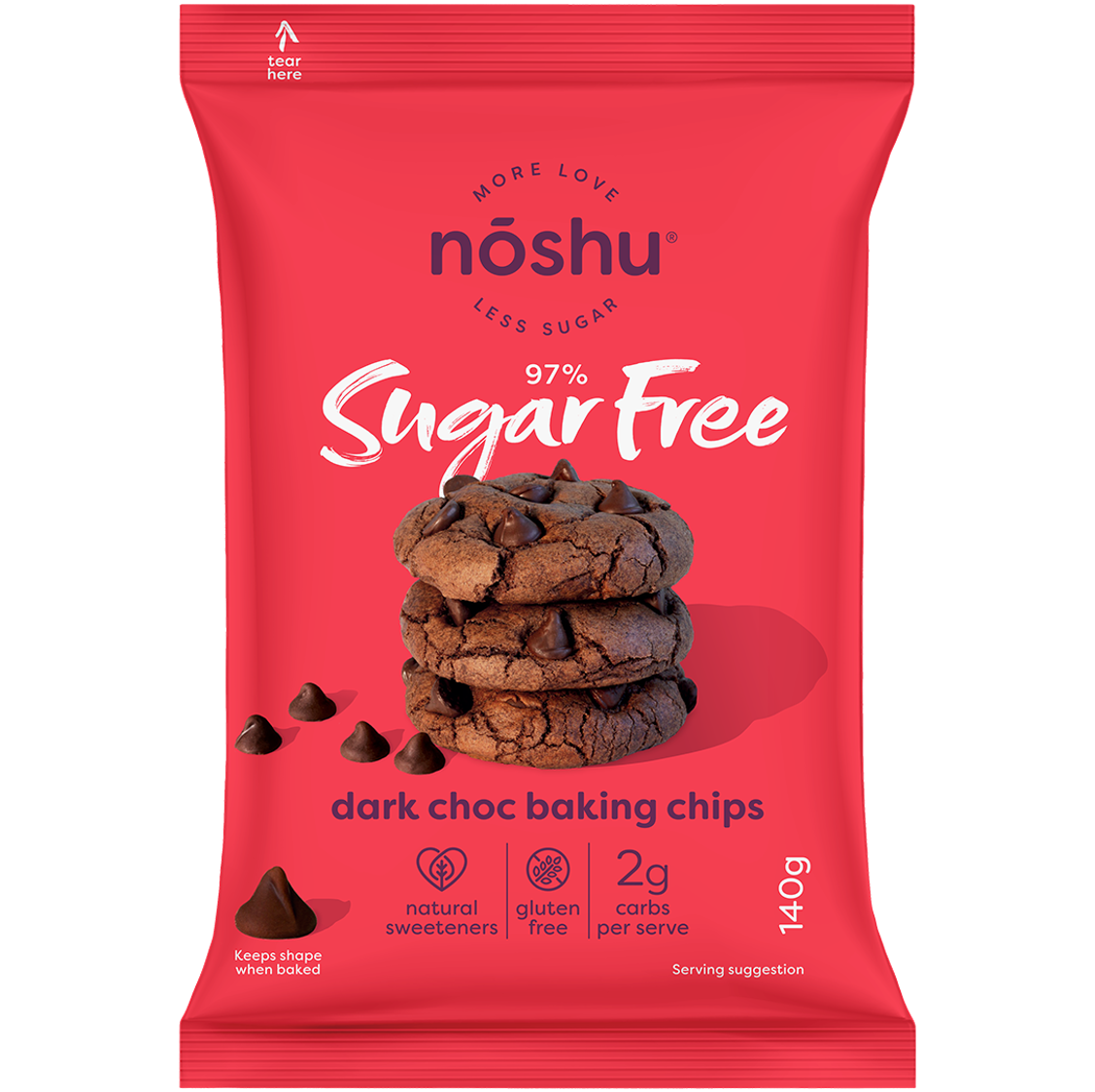 Noshu Dark Chocolate Baking Chips 140g