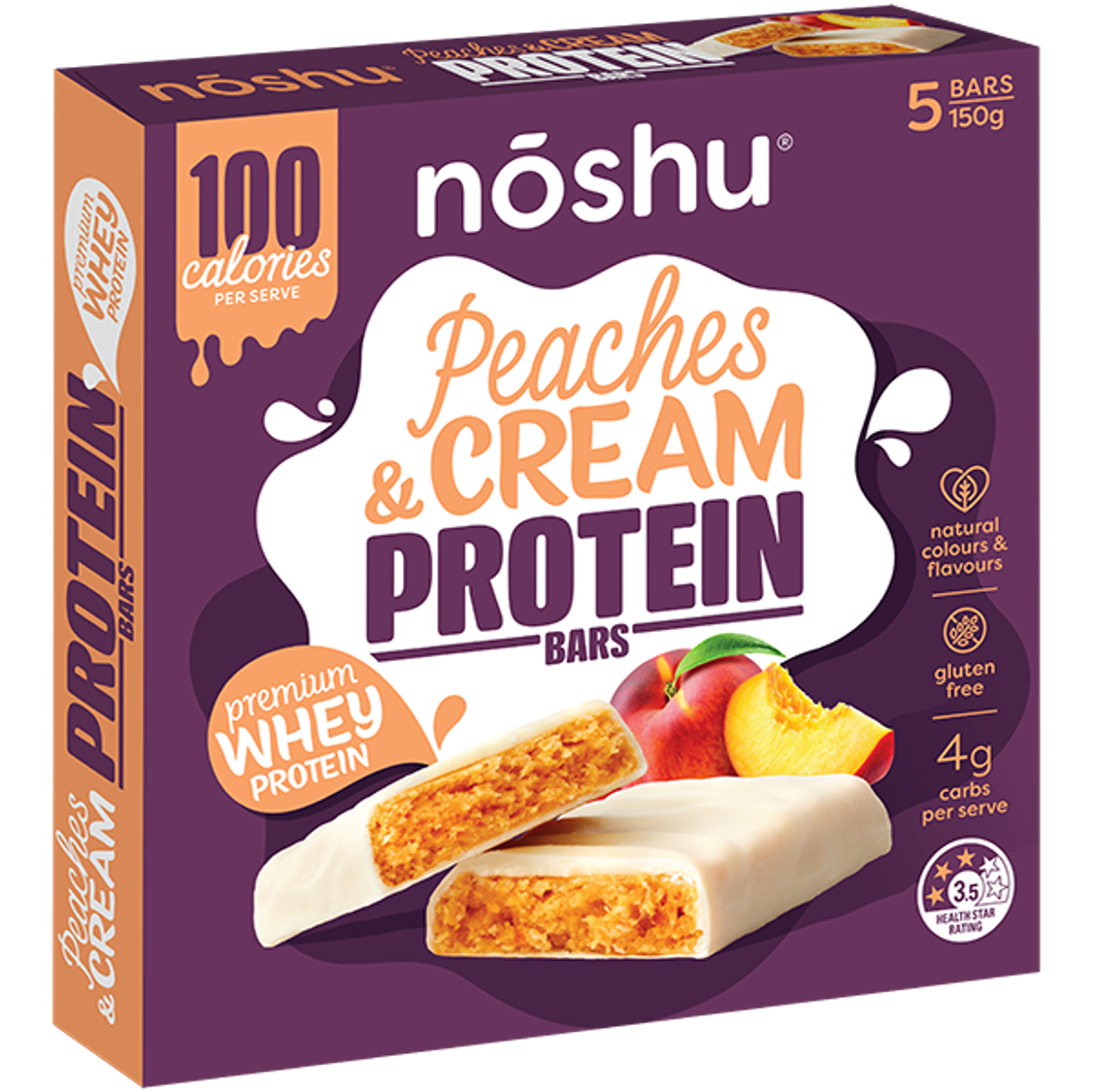 Noshu Protein Bars Peaches & Cream 5 pack 150g