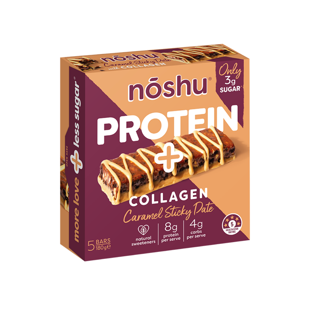 Noshu Protein Bars Protein + Collagen Caramel Sticky Date 5 pack 180g