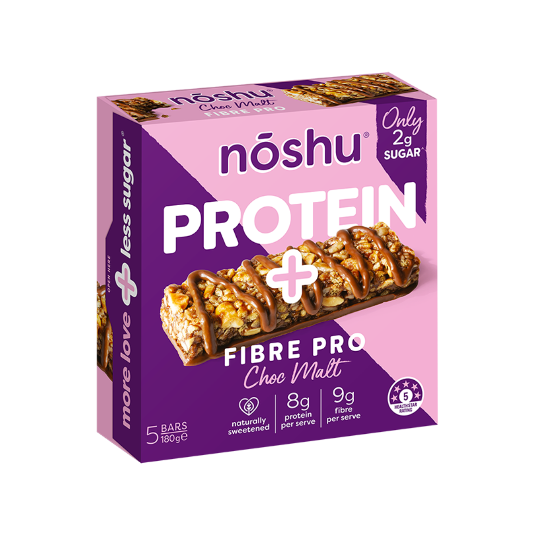 Noshu Protein Bars Protein + Fibre Choc Malt 5 pack 180g - Bulk Buy Available