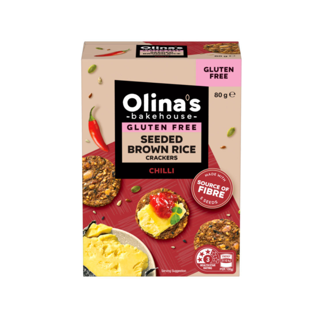 Olina's Brown Seeded Crackers Chilli 80g