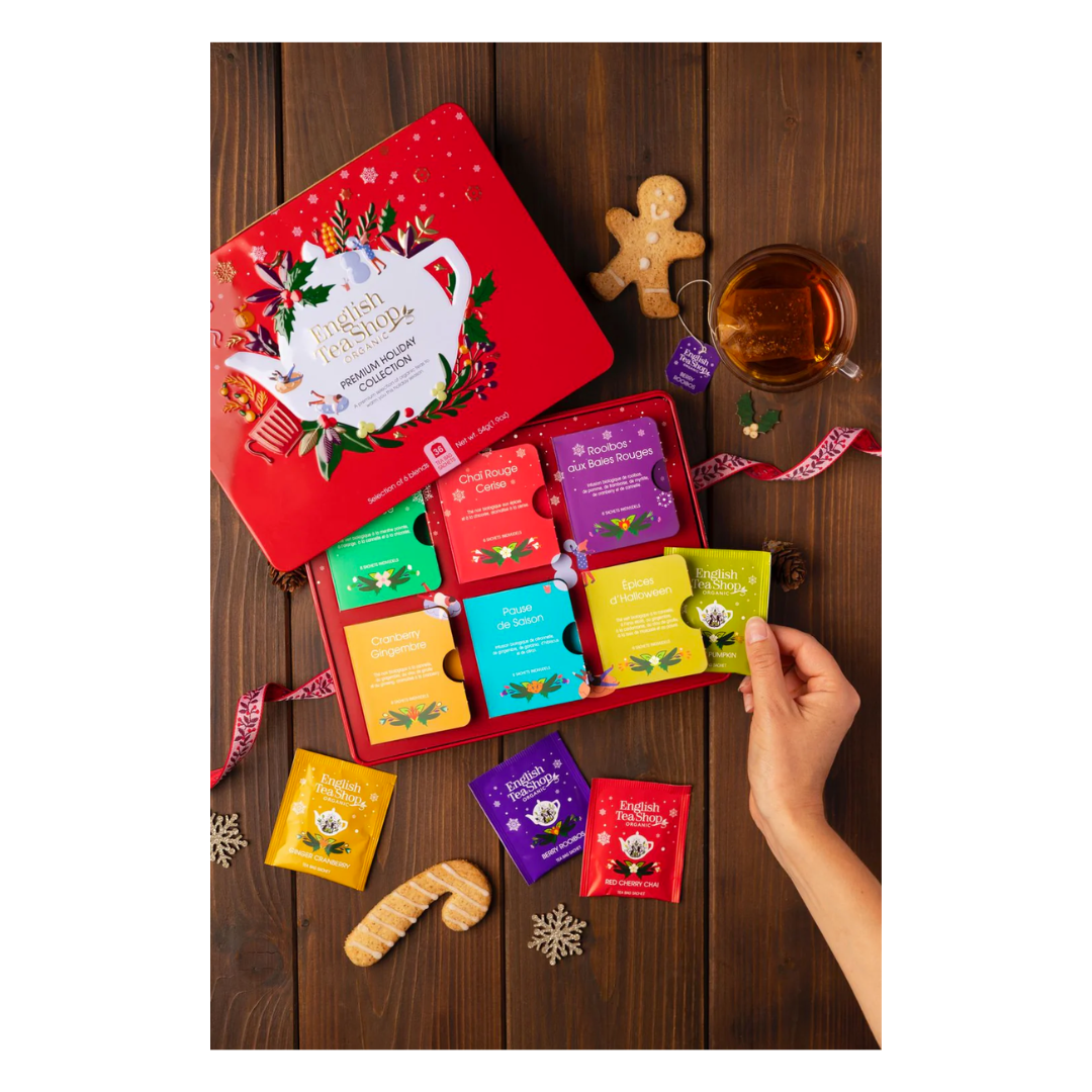 English Tea Shop Organic Premium Holiday Collection Red Gift Tin - 36 Tea Sachets