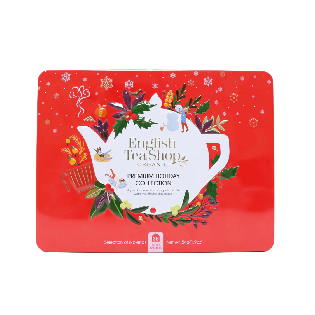 English Tea Shop Organic Premium Holiday Collection Red Gift Tin - 36 Tea Sachets